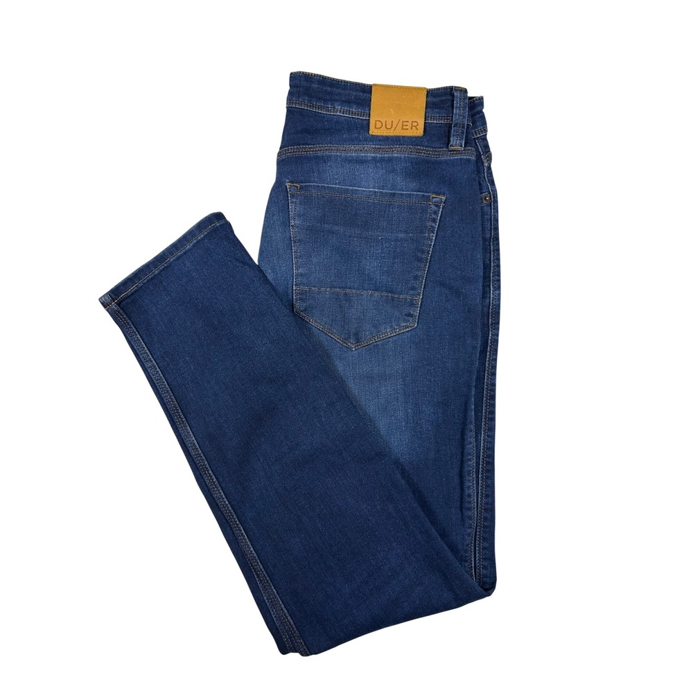 DUER L2X Slim Fit Jeans Mens 33x32 Dark Blue Performance Denim